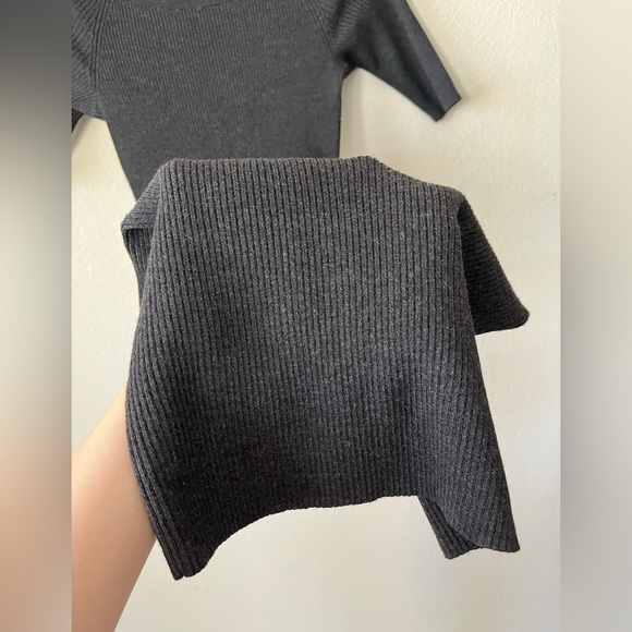 Theory Fillia Ribbed Elbow Sleeve Sweater Dress in Dark Charcoal Women's Size S - Picture 6 of 12